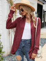 Cárdigan liso de manga larga para mujer, abrigo largo de punto, ropa informal, otoño e invierno, 2023 - details 2