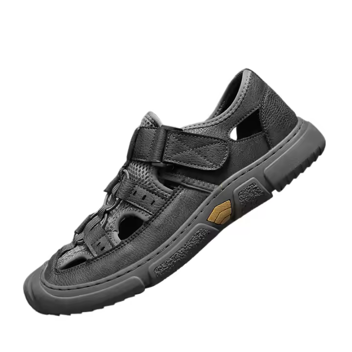 Sandalias de verano para hombre, zapatos de playa transpirables, comodidad en sandalias romanas de cuero para el ocio. - 1