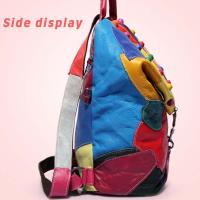 Mochila con remaches coloridos y negros para mujer, bolso de mano de cuero informal, impermeable, a la moda - details 4