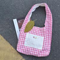 Bolso Vintage de dos caras a cuadros para mujer, bolso de hombro con entramado de ocio de estilo japonés, bolso de mano de lona para ir al trabajo al aire libre - details 16