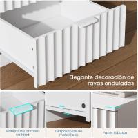 Mesitas de Noche con luces LED y Estación de Carga (2 Tomas AC, 2 Puertos USB) Mesita de Noche Blanca Mesas Auxiliares con 1 compartimento abierto y 2 cajones para Dormitorio Salón - details 33