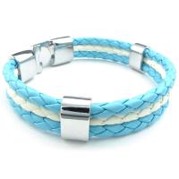 Pulsera de cuero azul con bandera blanca de Argentina, brazalete de aleación trenzada, longitud de 21,5 cm, con bolsa de terciopelo - details 1