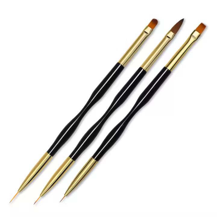 Parkson-pincel de Gel UV de doble cabezal para manicura, delineador de rayas francés, línea ultrafina, dibujo de uñas artísticas, pincel acrílico, 3 piezas - 1
