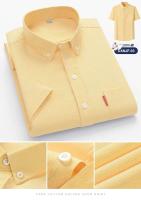 Camisa básica 100% algodón puro, manga corta, casual, business, Oxford, amarillo, blanco, regular USTE, ropa social hombre - details 11