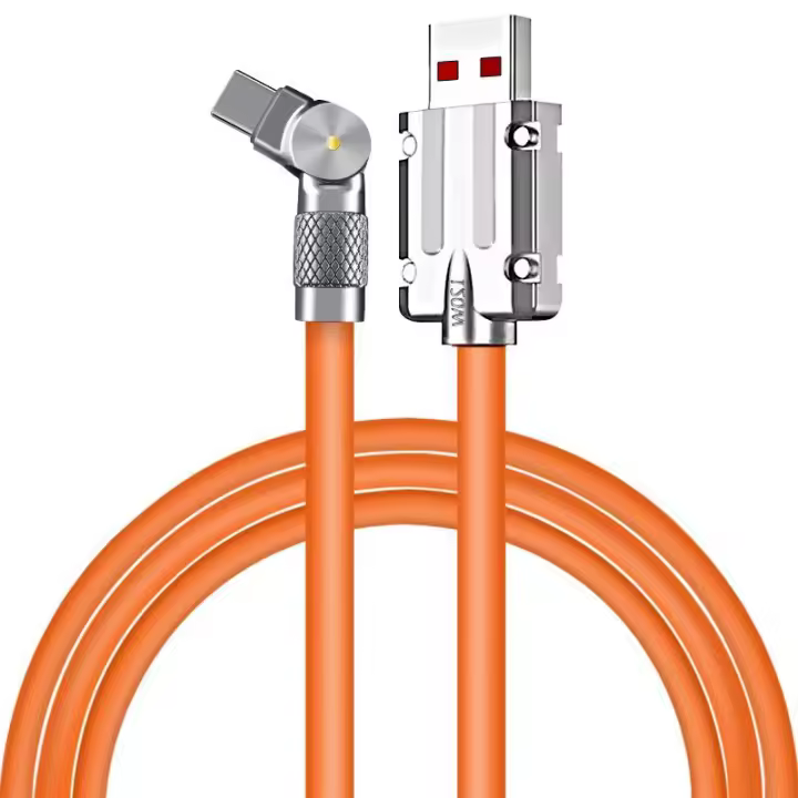 Cable de datos Usb tipo C de carga rápida de 120w y 6A, Cable de codo giratorio de 180 grados para juegos, Cable cargador de teléfono móvil para iPhone 11 y Xiaomi - 1
