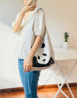 De dibujos animados lindo panda gigante bolsa de mano diseño de nicho versátil bolsa de hombro de gran capacidad bolsa de compras floral respetuosa con el medio ambiente - details 1