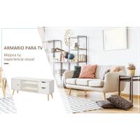 Mueble de TV Mesa de Salón Moderno 120x28x44 cm Gran Almacenaje con Armario Estantes Abiertos