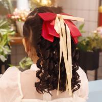 Gorros para niños, regalos de cumpleaños de princesa, cinta con lazo, cola de caballo, postizos Retro, peluca con cola de caballo rizada para niños, cola de caballo de pelo Royal Roll - details 3