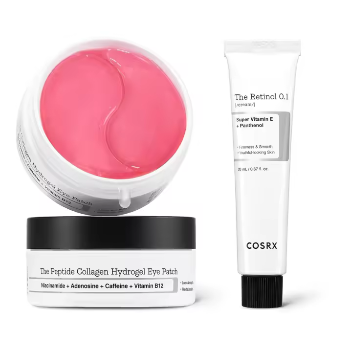 Parche ocular de hidrogel de colágeno peptídico COSRX + crema facial con retinol 0,1%, cuidado de la piel coreano - 1