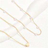 Gargantilla de perlas sencilla para mujer, cadena de doble capa a la moda, colgante de corazón de amor pequeño, collar, regalo de joyería al por mayor - details 6