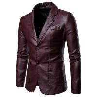 Chaqueta de Cuero PU Delgada para Hombres 2025 Estilo Casual con Mangas Largas y Abotonaduras - details 6