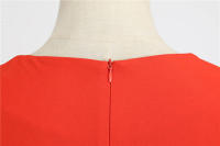 Vestido de fiesta de verano para mujer con cuello cuadrado sólido y cinturón - details 6