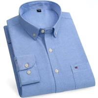 Camisa de manga larga para hombre de primavera y otoño 100% algodón Oxford Stripe Home Casual Large 5XL-6XL-7XL - details 9