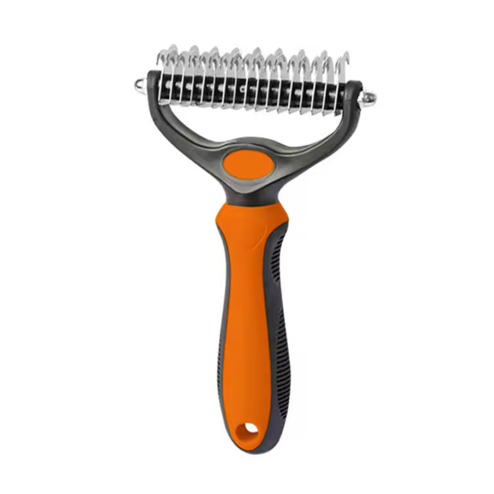 Cepillo para gatos y perros para deslanar, cepillo para el cuidado de mascotas, cepillo para deslanar perros, herramienta para deslanar perros para mascotas de pelo largo y enredado, peine para deslanar seguro y eficaz para perros y gatos, grande - 1