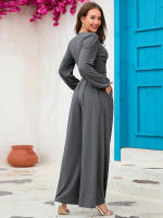 Chaqueta corta de manga larga para mujer, conjunto de 2 piezas con cuello en V, Pantalones rectos, otoño e invierno, 2023 - details 9
