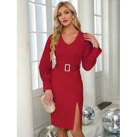 Falda larga para mujer, vestido elástico de color liso, nuevo en vestidos formales - details 7