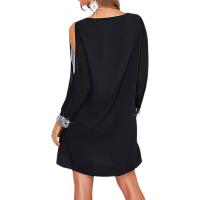 vestido con cuello en v para mujer vestidos casuales de manga larga - details 4