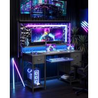 Regleta Enchufes - Mesa Gaming Ordenador con Bandeja para Teclado 120x50 cm, 4 Cajones Reversibles - details 3