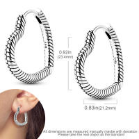 Pendientes de aro para mujer, de Plata de Ley 925, amor romántico, pendientes de aro con dije en forma de corazón para mujer, pendientes, regalos de joyería - details 2