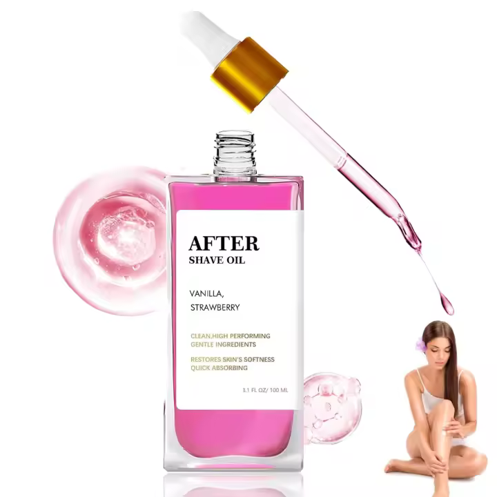 Aceite para después del afeitado de vainilla y fresa para una piel suave, aceite suave para después del servicio de fresa para todo tipo de piel, reduce los pelos encarnados y la sequedad (1 unidad) - 1