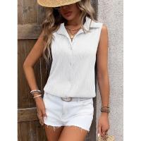 Camisa y blusa de verano sin mangas con botones sueltos de Color sólido para mujer, Tops femeninos 2024 - details 8
