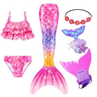 Traje de baño de cola de sirena con monoaleta para niña, vestido de princesa, Bikini, traje de baño para nadar - details 22