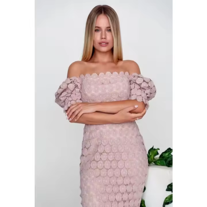 Nueva falda de viajero de estilo de encaje a la moda, vestido de longitud media envolvente en el pecho de Color sólido con cintura media de tres colores - 1