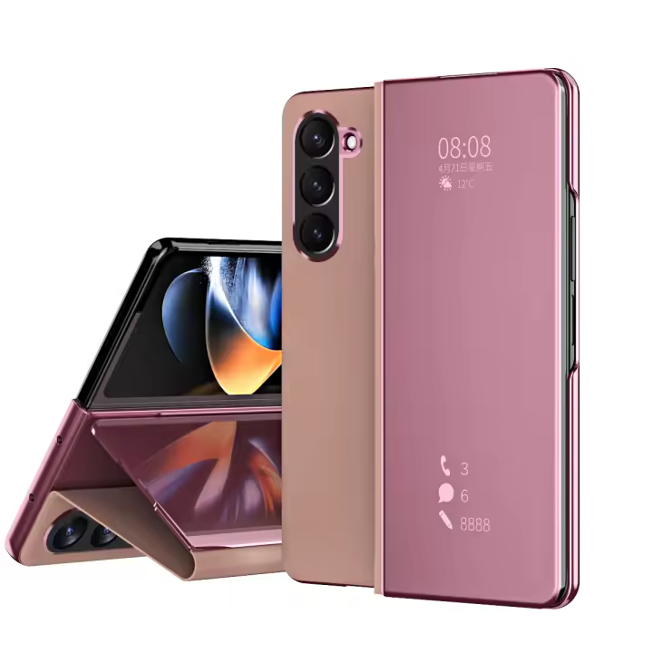 Funda Inteligente para Samsung Galaxy Z Fold Funda de Cuero con Revestimiento de Espejo - 1