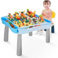 niños con 320 bloques de construcción, todo en uno, arena/agua/escritorio sensorial con almacenamiento, - details 0
