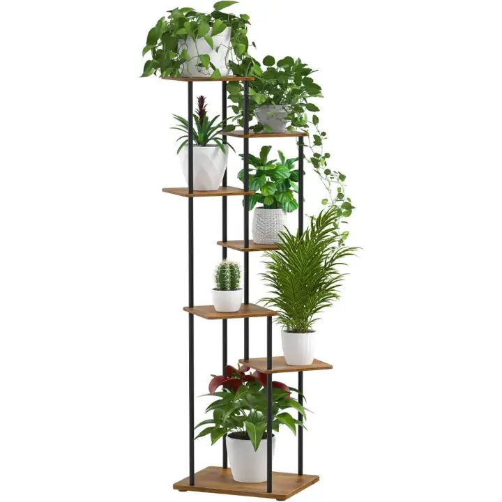 39 x 30 x 130 centímetros7 Niveles 130cm Estanteria para Plantas de Madera y Metal Estante De Esquina Para Múltiples Macetas Soporte Plantas Interior Adecuado para Interior y Exterior, Balcón, Sala, Oficina, Negro - 1