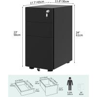 Archivador de Oficina de Metal con 3 Cajones Mueble de Oficina Portátil con Ruedas Blanco - details 15