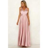 Vestido largo de seda de Color sólido profundo de Amazon, vestido de noche sin mangas de nuevo estilo de verano para mujer para banquetes - details 16