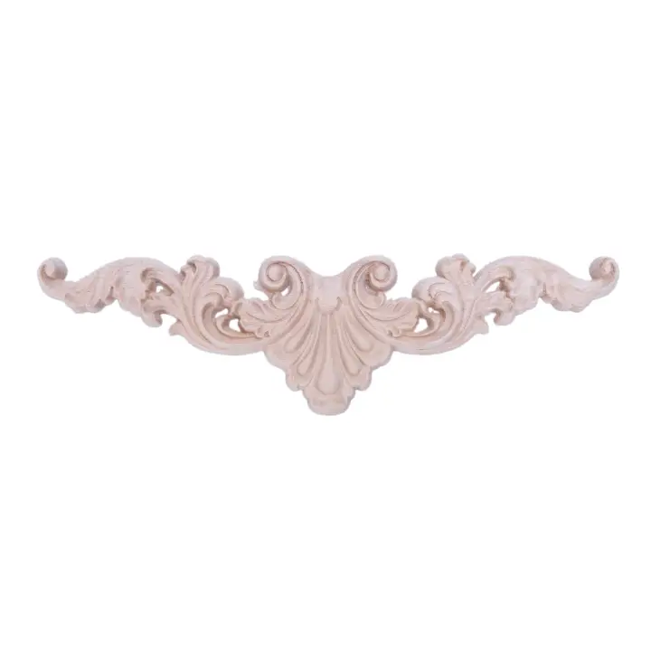 Marco de apliques de esquina tallada en madera, decoración, muebles artesanales, sin pintar, tipo: 20*5cm - 1