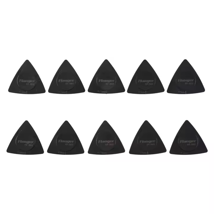 Flanger 10 púas triangulares para guitarra 1,0 0,75 0,5 mm de espesor en PC + Material ABS Púas de estilo antideslizante Negro - 1