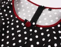 Vestido de Verano Vintage Hepburn Polka Dot de Contraste Cuello Cuadrado de los 50 Cintura Alta - details 42
