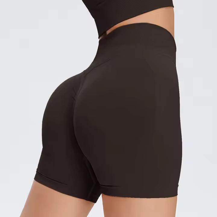 Shorts de Yoga de Cintura Alta y Ajuste Estrito Material de Nylon Secado Rápido - 1
