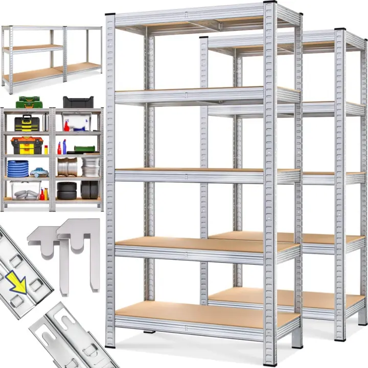 2X Estanterías Almacenaje Metálicas Cargas Pesadas ​​1750Kg 180x90x40cm Taller Rojas - 1