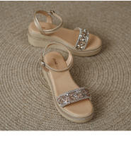Sandalias de cuña para mujer, novedad de verano 2025, zapatos de mujer de una sola tira con suela gruesa, zapatos de plataforma de moda estilo hada - details 8
