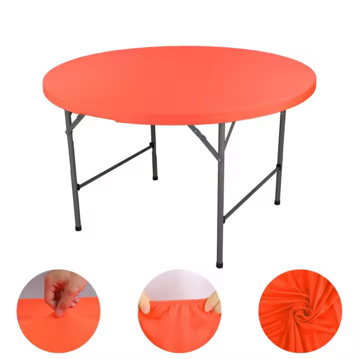 Mantel elástico duradero para mesa redonda, mantel elástico de Color sólido resistente a las manchas, mantel plegable lavable para mesa de Picnic para el hogar - 1