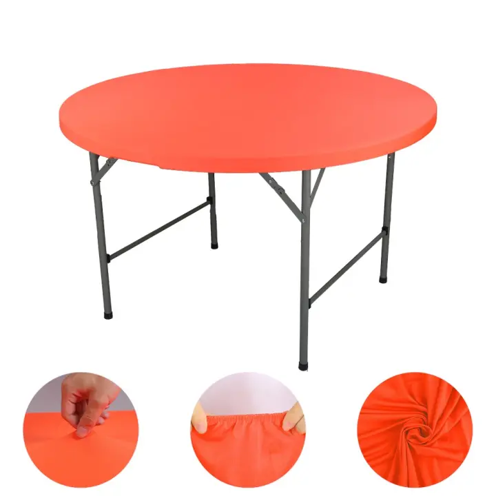 Mantel elástico duradero para mesa redonda, mantel elástico de Color sólido resistente a las manchas, mantel plegable lavable para mesa de Picnic para el hogar - 1