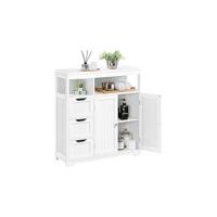Mueble Auxiliar Armario de Tres Niveles Columna de Cuarto Baño Cajonera Baño Madera Lacada 60x30x80cm Blanco - details 10