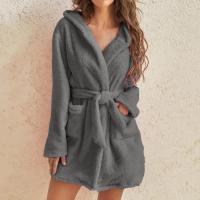 Bata de baño esponjosa con capucha para mujer, albornoz de invierno, ropa de casa para mujer - details 3