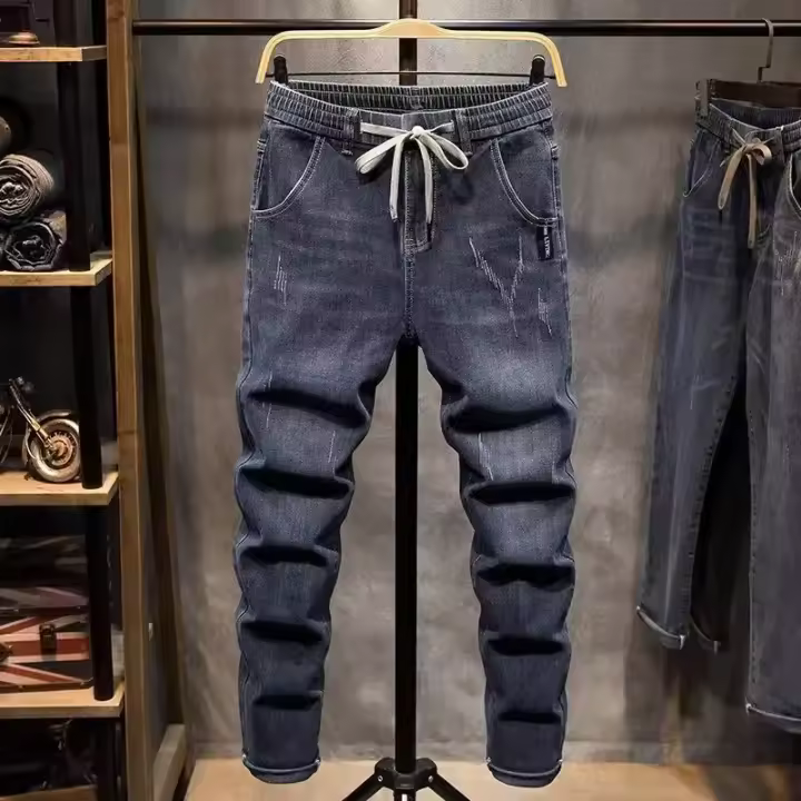 Jeans de Pierna Recta para Hombres Primavera Otoño Cintura Elástica, Adelgaza tu Silueta, Suave y Elegante - 1