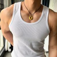 Chaleco de color sólido para hombre, camiseta sin mangas con cuello redondo para fitness, ropa de calle informal transpirable, ropa de ocio de verano para deportes - details 7