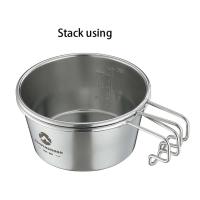 Moon-450ml Sierra Bowl, Villa de acero inoxidable para exteriores, taza portátil para acampar, senderismo, utensilios de cocina para picnic con bolsa de advertencia - details 3