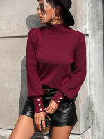 Suéter de cuello alto con botones para mujer, Jersey de punto suave, Vintage, color blanco, otoño e invierno, novedad de 2023 - details 18
