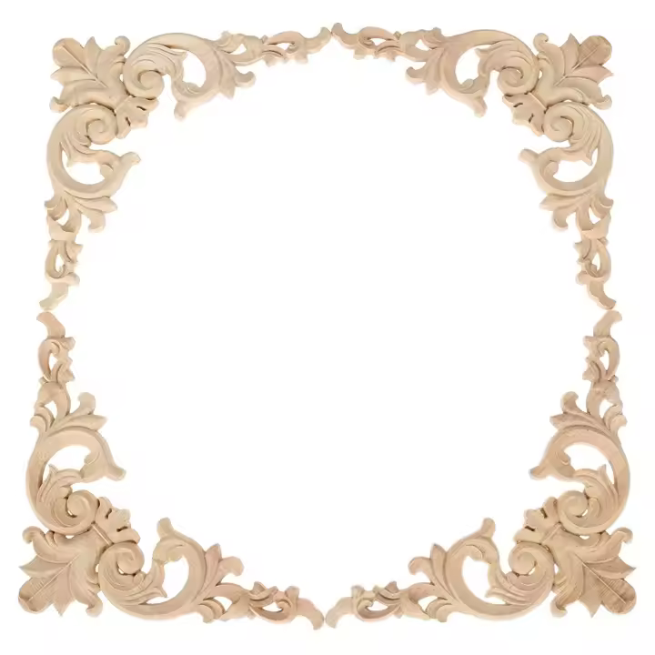 Molduras talladas de madera para decoración del hogar, apliques de esquina, estilo europeo, 4 piezas, 20x20cm - 1