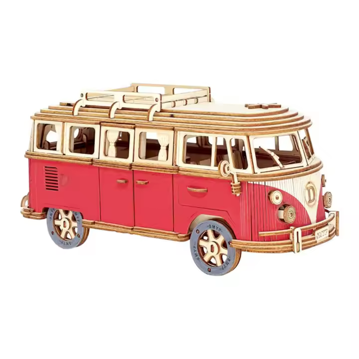 Coche de madera 3D Volkswagen  Truck, rompecabezas hecho a mano, ensamblado en madera, modelo de coche, Serie de juguetes - 1