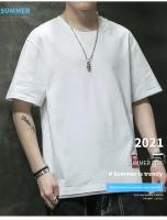Camiseta de manga corta de estilo coreano para hombre, novedad de verano, camiseta informal holgada versátil con bloques de color, camiseta transpirable con cuello redondo - details 1