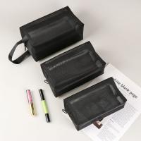 Bolsa de maquillaje negra con cremallera para mujer, organizador de maquillaje de viaje, bolsa de cosméticos de malla, bolsa de aseo de lavado, 1 unidad - details 5